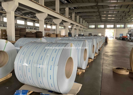 H14 High Gloss White Pre Painted Aluminium Coil 26 Gauge Tebal Untuk Downspouts